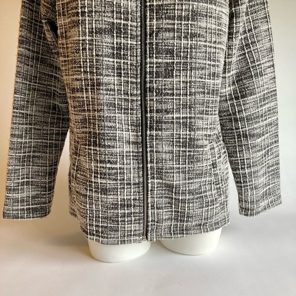 Emily Daniels Black White 44% Cotton 42% Polyester Zipper Closure Jacket size M - Picture 3 of 13